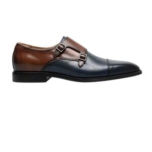 Stacy Adams Raythorne Cap Toe Double Monk Strap in Navy/Brn 14M NWB 25671-414